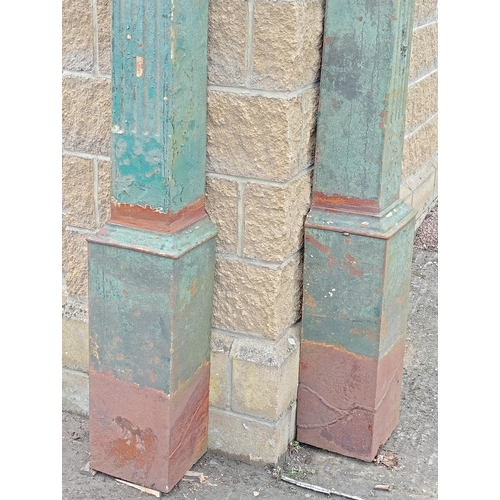 929 - Pair of cast iron drainpipe covers {H 249cm x W 25cm x D 23cm }.