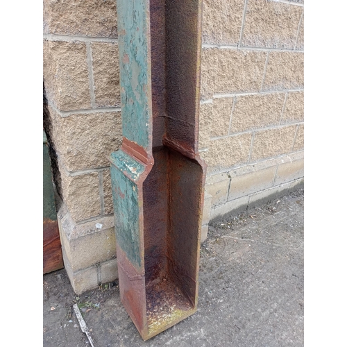 929 - Pair of cast iron drainpipe covers {H 249cm x W 25cm x D 23cm }.