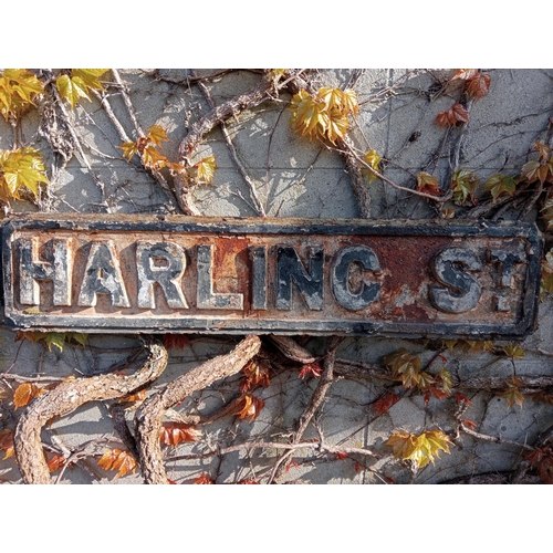 931 - Cast iron Street sign Harling St {H 18cm x W 79cm }. (NOT AVAILABLE TO VIEW IN PERSON)