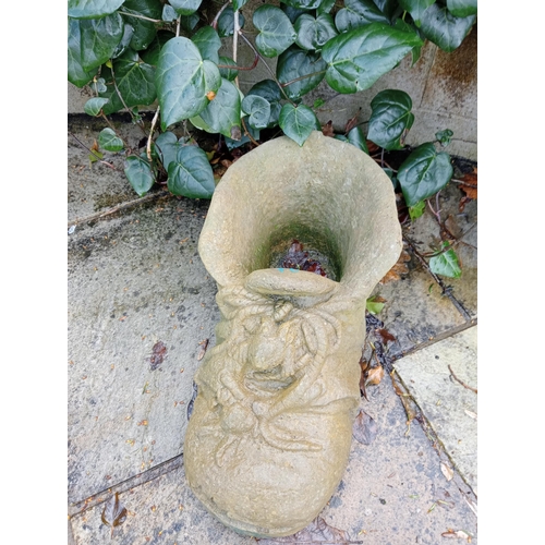 937 - Composition stone planter in the form of a boot  {H 21cm x W 24cm x D 46cm }. (NOT AVAILABLE TO VIEW... 