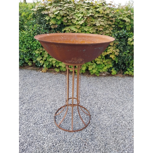 94 - Wrought iron fire pit on stand {129 cm H x 93 cm Dia}.