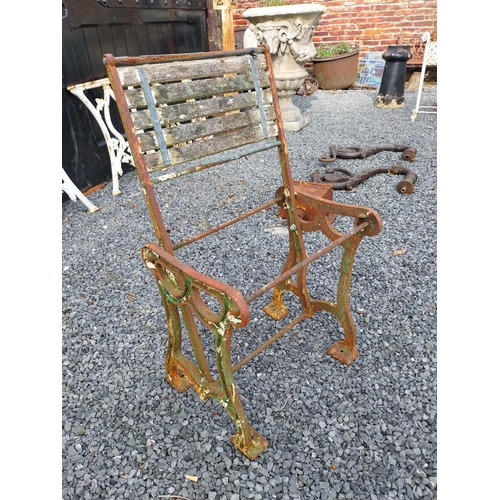 942 - 19th C. cast iron garden chair - in need of restoration {84 cm H x 50 cm W x 44 cm D}.