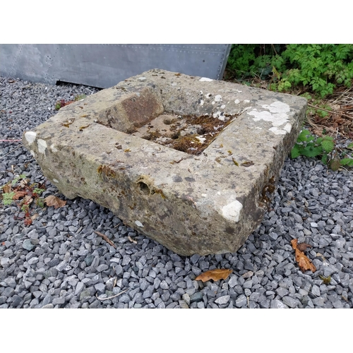 946 - Sandstone drain {20 cm H x 55 cm W x 55 cm D}.