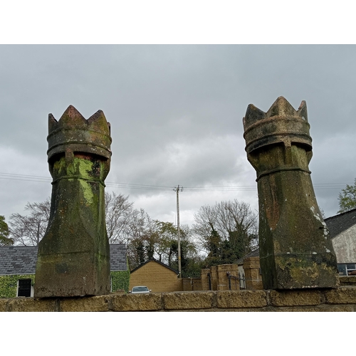 949 - Pair of terracotta crown top chimney tops {H 90cm x W 30cm x D 30cm }. (NOT AVAILABLE TO VIEW IN PER... 