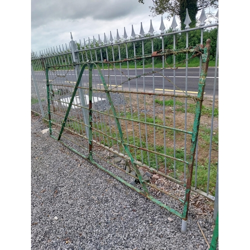 950 - 19th C. wrought iron estate railing gate {144 cm H x 296 cm W}.