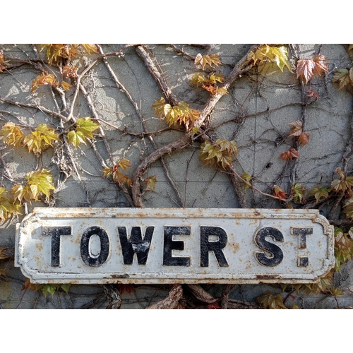 961 - Cast iron Street sign Tower St {H 18cm x W 76cm }. (NOT AVAILABLE TO VIEW IN PERSON)