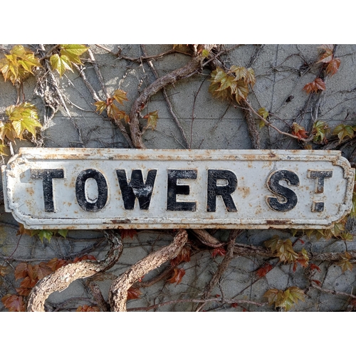 961 - Cast iron Street sign Tower St {H 18cm x W 76cm }. (NOT AVAILABLE TO VIEW IN PERSON)