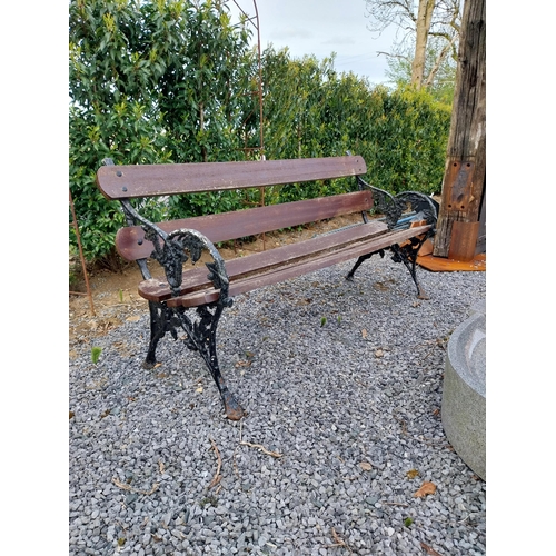 962 - 19th C. cast iron garden bench with wooden slats {80 cm H x 167 cm W x 62 cm D}.