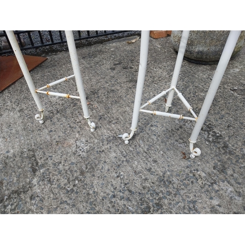 968 - Pair of wrought iron plant stands {76 cm H x 37 cm Dia.}. (NOT AVAILABLE TO VIEW IN PERSON)