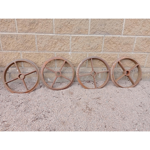 969 - Collection of four cast iron Shepard hut wheels {Dia 49cm x D 6cm }. (NOT AVAILABLE TO VIEW IN PERSO... 