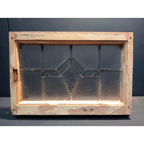 970 - Leaded glass window {H 50cm x W 66cm }. (NOT AVAILABLE TO VIEW IN PERSON)