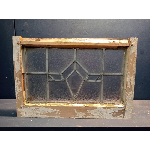 970 - Leaded glass window {H 50cm x W 66cm }. (NOT AVAILABLE TO VIEW IN PERSON)