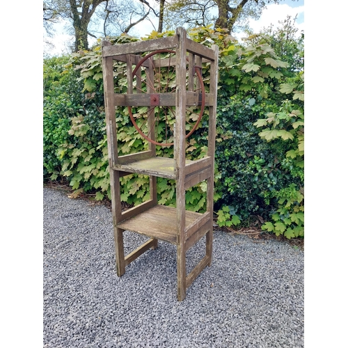 974 - 20th C. wooden and wrought iron dumbwaiter {157 cm H x 54 cm W x 50 cm D}.