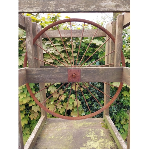 974 - 20th C. wooden and wrought iron dumbwaiter {157 cm H x 54 cm W x 50 cm D}.