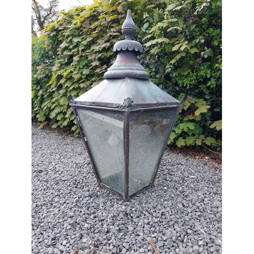 975 - Early 20th C. copper lantern {94 cm H x 44 cm W x 44 cm D}.