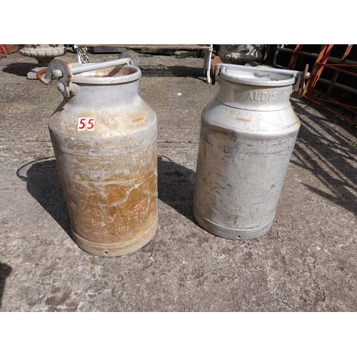 978 - Pair of aluminium creamery cans {57 cm H x 30 cm Dia.}.