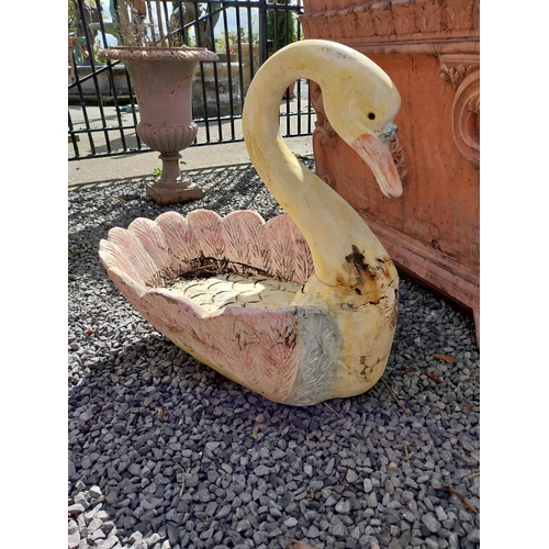 983 - Painted wooden figure of a Swan {60 cm H x 64 cm W x 41 cm D}. (NOT AVAILABLE TO VIEW IN PERSON)