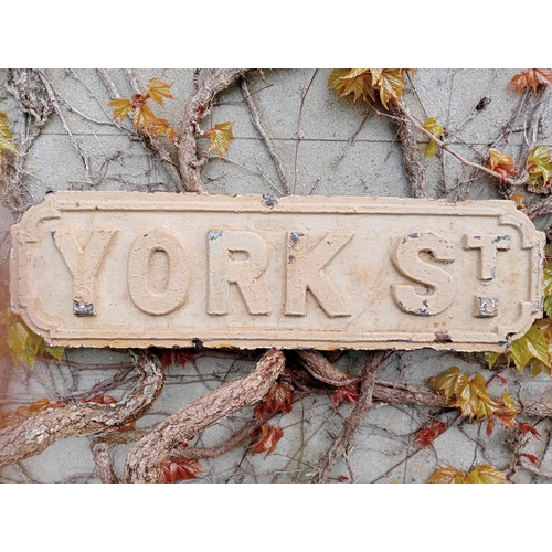 991 - Cast iron Street sign York St {H 18cm x W 61cm }. (NOT AVAILABLE TO VIEW IN PERSON)