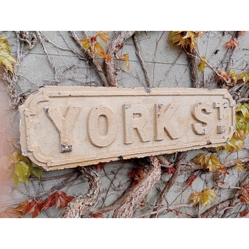 991 - Cast iron Street sign York St {H 18cm x W 61cm }. (NOT AVAILABLE TO VIEW IN PERSON)