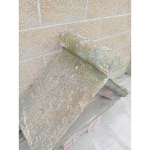 994 - Pair of sandstone pillar caps round finials {H 76cm x W 104cm x D 50cm }. (NOT AVAILABLE TO VIEW IN ... 