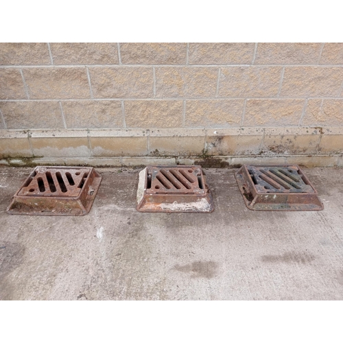 995 - Three cast iron manholes {H 10cm x W 54cm x D 44cm }. (NOT AVAILABLE TO VIEW IN PERSON)