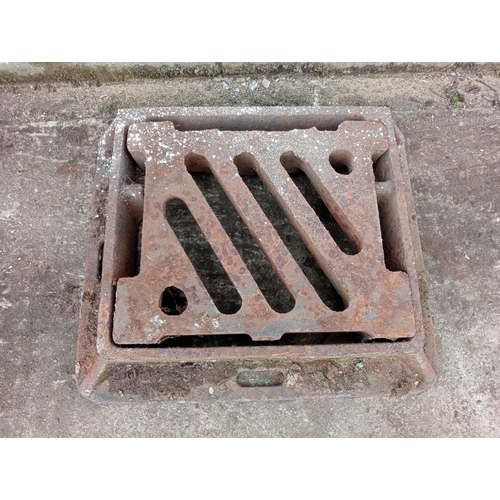 995 - Three cast iron manholes {H 10cm x W 54cm x D 44cm }. (NOT AVAILABLE TO VIEW IN PERSON)