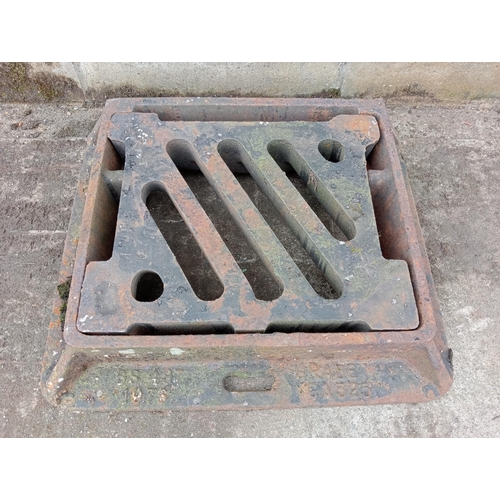 995 - Three cast iron manholes {H 10cm x W 54cm x D 44cm }. (NOT AVAILABLE TO VIEW IN PERSON)