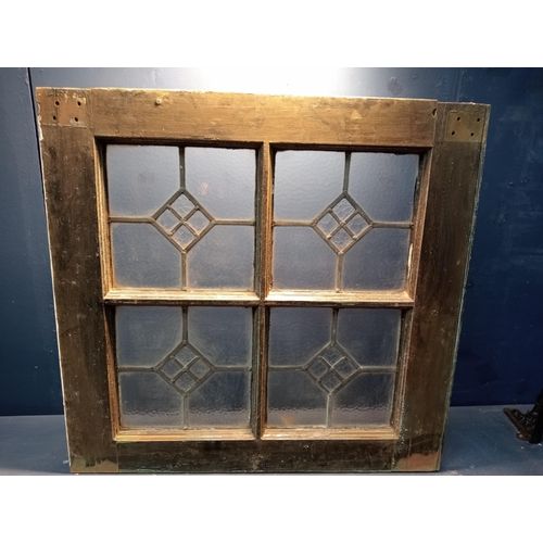 998 - Four pane leaded glass window {H 85cm x W 90cm }. (NOT AVAILABLE TO VIEW IN PERSON)