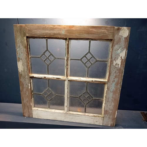 998 - Four pane leaded glass window {H 85cm x W 90cm }. (NOT AVAILABLE TO VIEW IN PERSON)