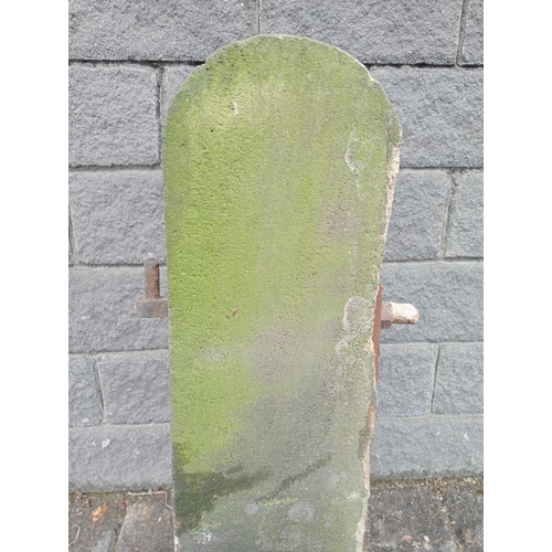 999 - Millstone gritstone domed top gatepost {H 193cm x W 23cm x D 33cm }. (NOT AVAILABLE TO VIEW IN PERSO... 