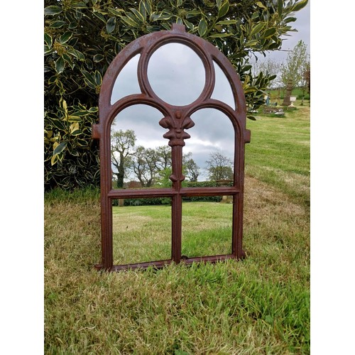 2 - Cast iron garden mirror {73 cm H x 50 cm W}.