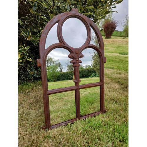 2 - Cast iron garden mirror {73 cm H x 50 cm W}.