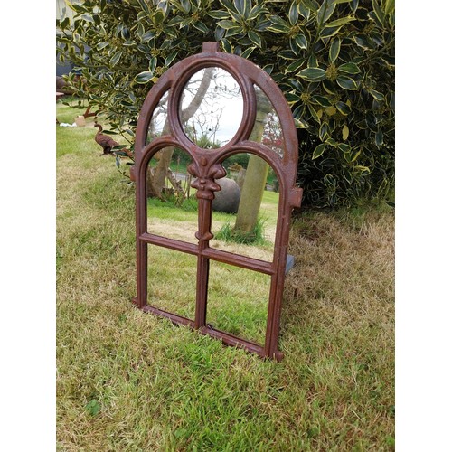 2 - Cast iron garden mirror {73 cm H x 50 cm W}.