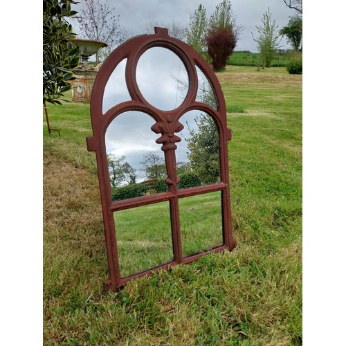 3 - Cast iron garden mirror {73 cm H x 50 cm W}.