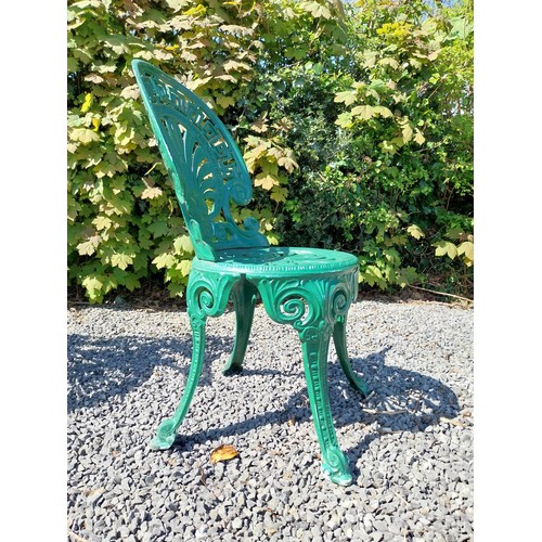 32 - Decorative painted aluminium garden bench and two matching chairs in the Coalbrookdale style {Bench ... 