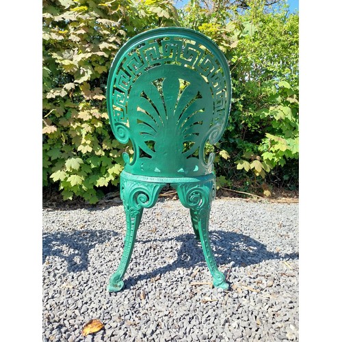 32 - Decorative painted aluminium garden bench and two matching chairs in the Coalbrookdale style {Bench ... 