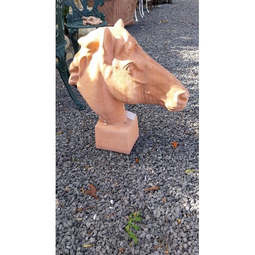 332 - Terracotta bust of Horse's Head. {62 cm H x 62 cm W x 19 cm D}.