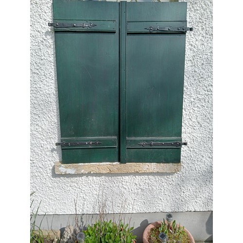 611 - Pair of French style window shutters {H 124cm x w 102cm x D 5cm}. (NOT AVAILABLE TO VIEW IN PERSON)