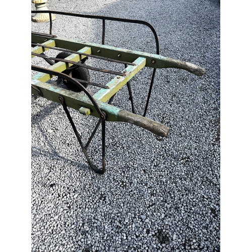 22 - Early 20th C. florists wooden and metal trolley {85cm H x 177cm W x 95cm D}