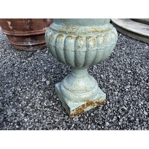 60 - Pair of cast iron urns in the Victorian style {75cm H x 57cm Dia.}