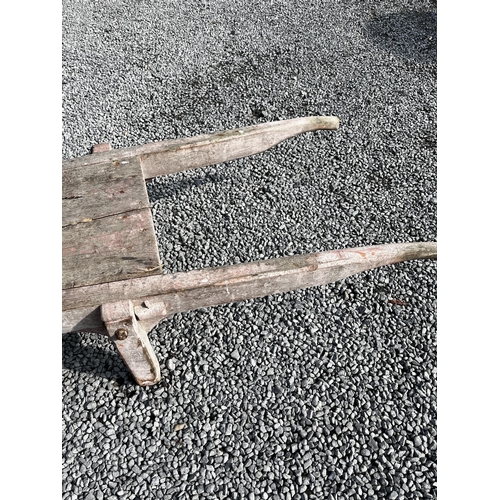 722 - Early 20th C. painted pine turf barrow {84cm H x 190cm W x 60cm D}