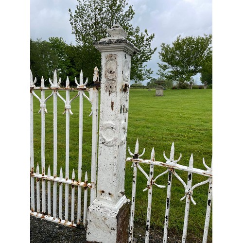 9 - Rare 19th C. set of entrance gates and bell mount with pair of cast iron gate posts {Gate: 170cm H x... 