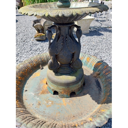 25 - Decorative cast iron two tier water fountain {154cm H x 107cm Dia.}