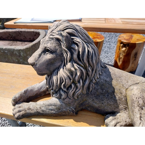 29 - Good quality composition recumbant lion {32cm H x 64cm W x 32cm D}