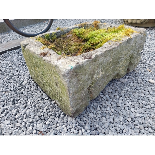 39 - 19th C. Limestone trough {24cm H x 50cm W x 40cm D}