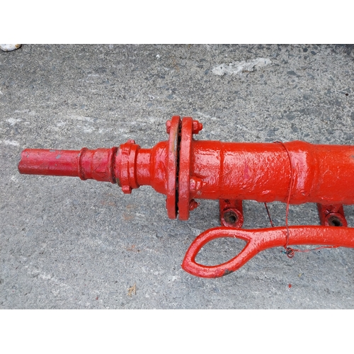 98 - 19th C. Cast iron wall water pump {92cm H x 25cm W x 36cm D}