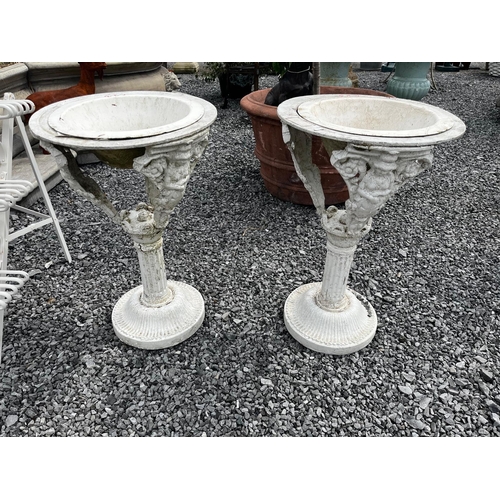 1024 - Pair of cast aluminium planters {74cm H x 49cm Dia.}