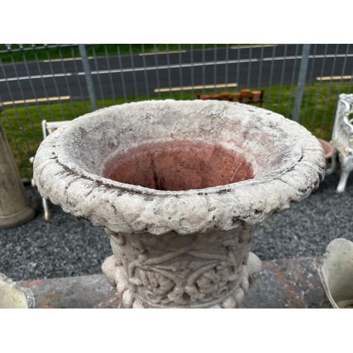 1024 - Pair of cast aluminium planters {74cm H x 49cm Dia.}