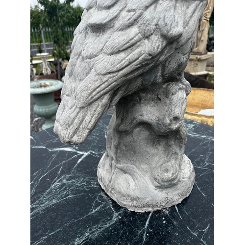 382 - Good quality moulded stone parrot {73cm H x 32cm W x 24cm D}