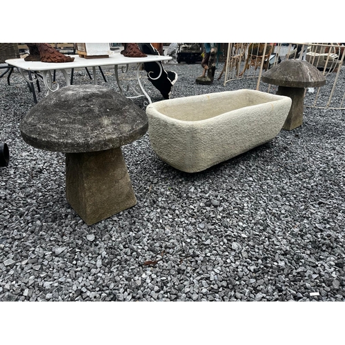 577 - Pair of good quality hand cut limestone saddle stones